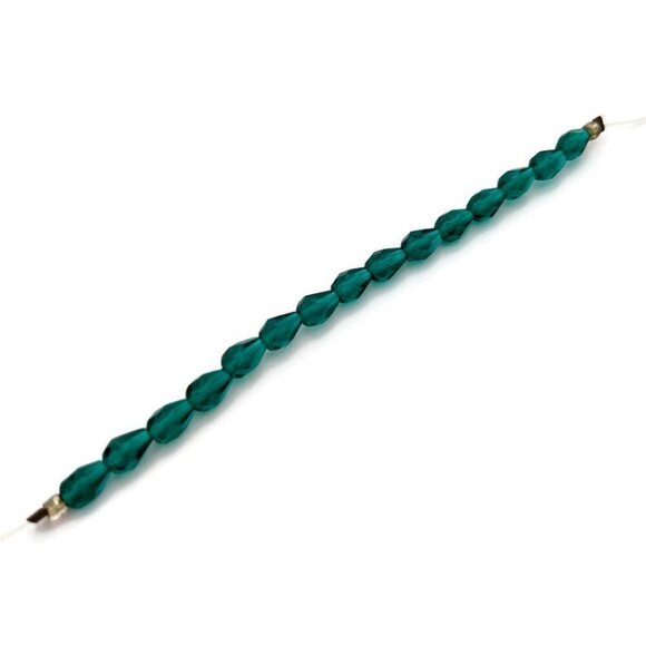 As Low As $2 Emerald Green Faceted Drop Czech Glass Beads 6.6mm x 4.5mm (15) - Picture 3 of 3